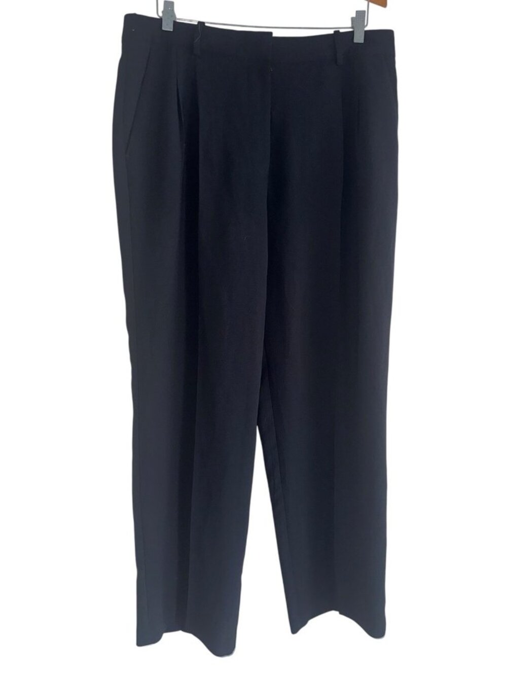 Open Edit Black Wide Leg Pleated Trousers High Waist Dress Pants Size 14 Preppy